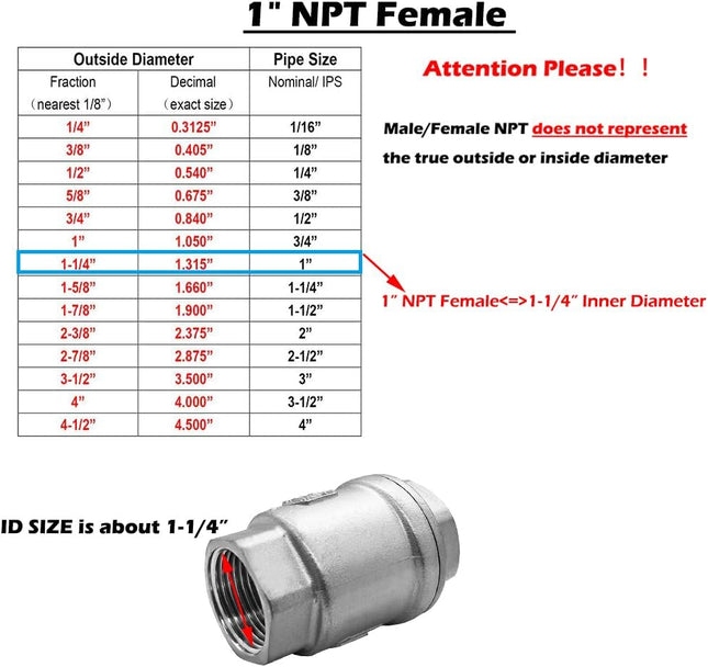 Stainless 1 NPT Threaded Check Valve Non Return One Way Horizontal Vertical Inline Water Spring Check – product detail