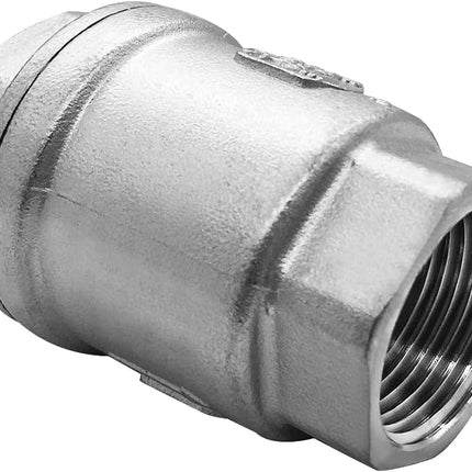 Stainless 1 NPT Threaded Check Valve Non Return One Way Horizontal Vertical Inline Water Spring Check Valve for Well, Pump, Tank, Backflow Prevention