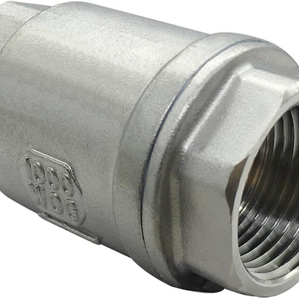 Stainless 1 NPT Threaded Check Valve Non Return One Way Horizontal Vertical Inline Water Spring Check Valve for Well, Pump, Tank, Backflow Prevention