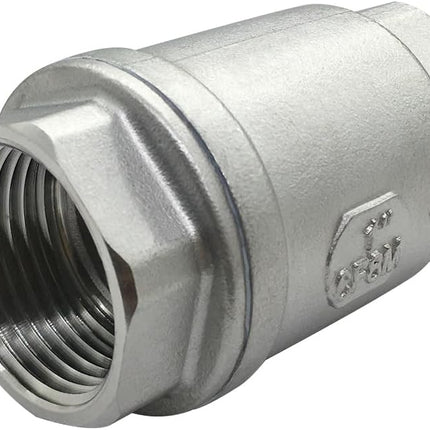 Stainless 1 NPT Threaded Check Valve Non Return One Way Horizontal Vertical Inline Water Spring Check Valve for Well, Pump, Tank, Backflow Prevention