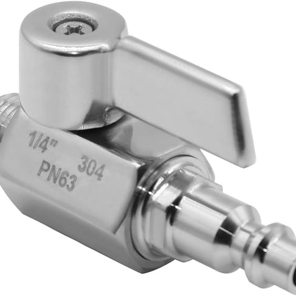 Air Quick Conect Plug Hose Fittings Ball Valve, Stainless Steel 1/4 Inch NPT Male Air Coupler Plug Compressor Shut Off Vavle