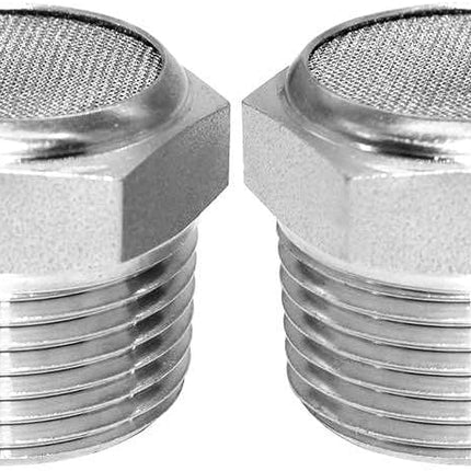 316 Stainless Steel Air Pneumatic Mufflers 1/2 NPT Male Thread Sintered Exhaust Muffler Silencer Flat (Pack of 2)