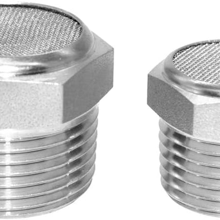 316 Stainless Steel Air Pneumatic Mufflers 1/2 NPT Male Thread Sintered Exhaust Muffler Silencer Flat (Pack of 2)