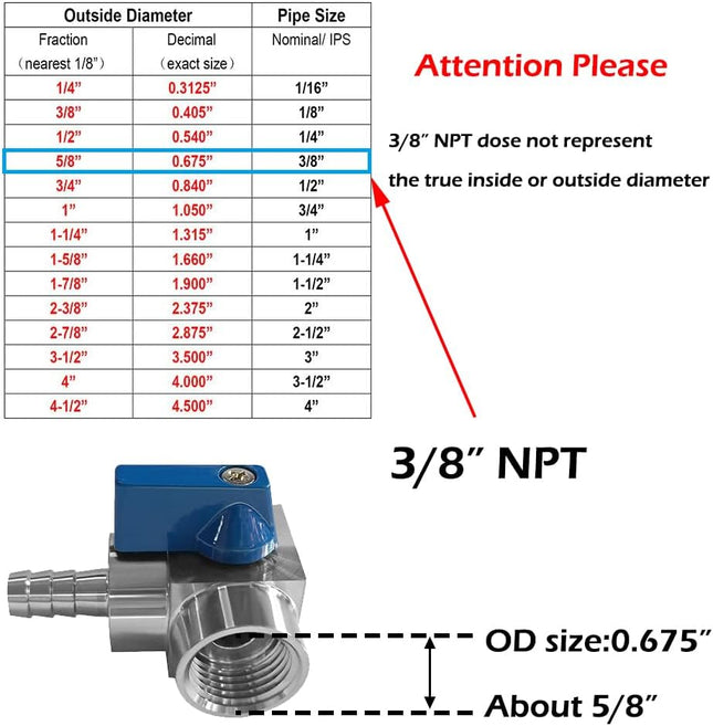 Stainless 3/8 Barbed x 3/8 NPT Female 90 Degree Elbow Ball Valve Shut Off – product detail