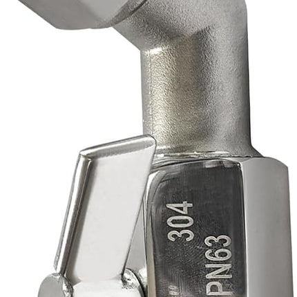 304 Stainless Steel Garden Hose Elbow 45 Degree Adapter Connector with Shut Off Ball Valve Heavy Duty Hose On Off Water Valve