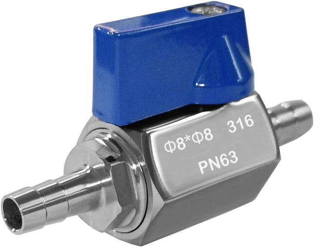 5/16 Hose ID Barb Ball Valve 316 Stainless Steel Mini Shut Off Valve for Marine Water Gas Fuel Drip