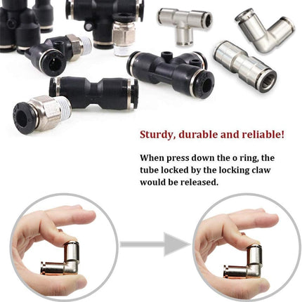 Push to Connect Tube Fitting Union Tee, Copper Nickle-Plated 1/2" Tube OD 3 Way Tee Shaped Union Adapter Fitting (Pack of 5)