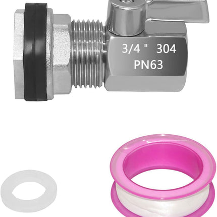 Spigot Rain Barrel Faucet Kit Stainless Steel 3/4" GHT Rain Barrel Valve with 3/4" Female Bulkhead Fitting Adapter Water Tanks, Aquariums, Tubs, Pools