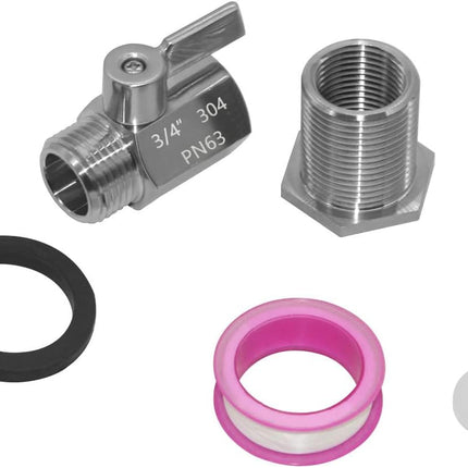 Spigot Rain Barrel Faucet Kit Stainless Steel 3/4" GHT Rain Barrel Valve with 3/4" Female Bulkhead Fitting Adapter Water Tanks, Aquariums, Tubs, Pools