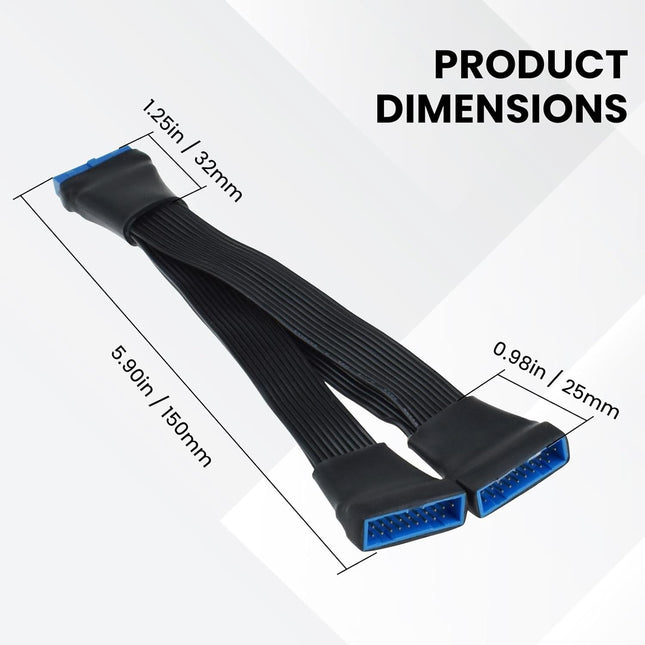 2Pcs USB 3.0 Header Splitter Extension Cable 19/20 Pin 1 to 2 Y Internal Hub Splitter Internal Adapter – product detail