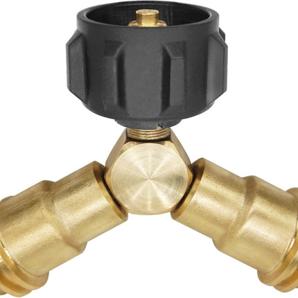 Propane Splitter, 2 Way LP Gas Adapter Tee Connector for 20lb Propane Tank Cylinder, Work with BBQ Grills, Camping Stoves, Gas Burners, Heater