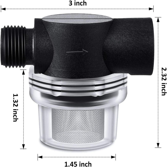 4 Pack Water Pump Strainer Filter RV Replacement 1/2 Twist On Pipe Strainer with 50 – product detail