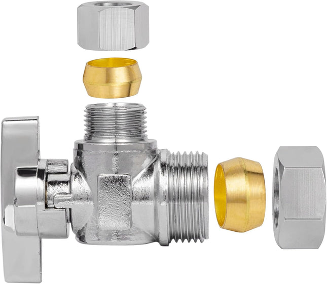 Heavy Duty Angle Stop Valve 1/2 Nom (5/8 OD) Comp x 3/8 OD Comp 1/4-Turn Operation lead-free brass – product detail