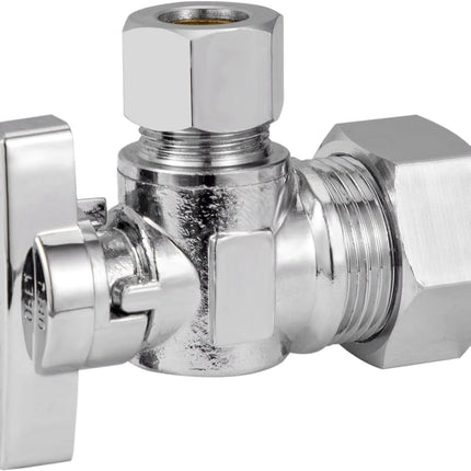 Heavy Duty Angle Stop Valve 1/2" Nom (5/8" OD) Comp x 3/8" OD Comp, 1/4-Turn Operation，High quality lead-free brass (2PCS)