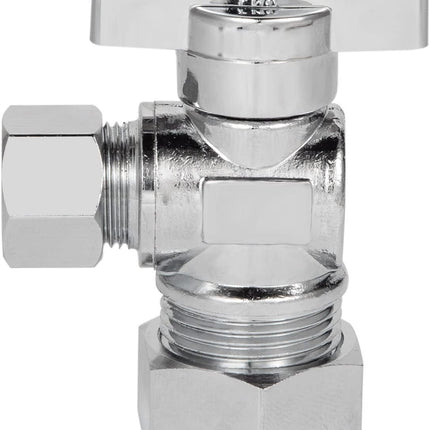 Heavy Duty Angle Stop Valve 1/2" Nom (5/8" OD) Comp x 3/8" OD Comp, 1/4-Turn Operation，High quality lead-free brass (2PCS)