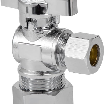 Heavy Duty Angle Stop Valve 1/2" Nom (5/8" OD) Comp x 3/8" OD Comp, 1/4-Turn Operation，High quality lead-free brass (2PCS)