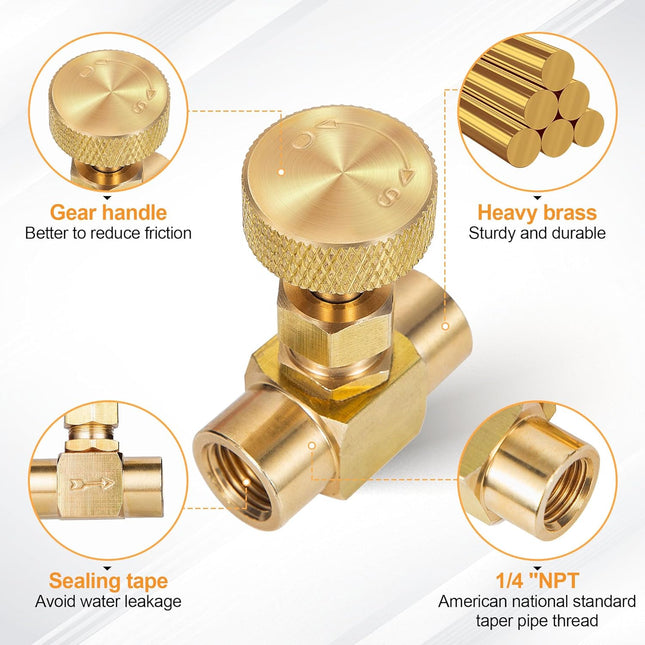 2 Pieces Heavy Duty Brass Instrument Replacement Control Needle Valve 1/4 Npt Female X 1/4 Npt Female – product detail