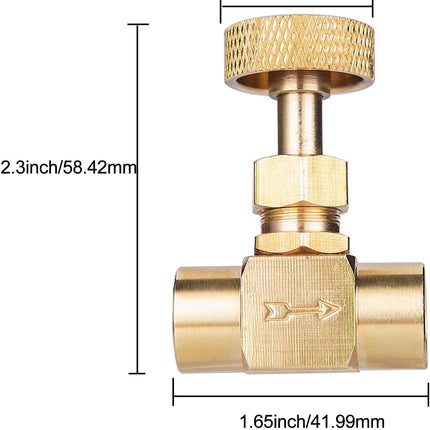 2 Pieces Heavy Duty Brass Instrument Replacement Control Needle Valve 1/4" Npt Female X 1/4" Npt Female Connection Golden