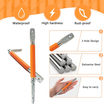 3 Hole Wire Twister Multi-Functional Bender High-tensile Wire Tool Twisting Tool Fencing Tool for Fixing Fence Wire and Wire Clip(Orange)