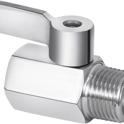 Shower Head Shut Off Valve, 304 Stainless Steel Mini Ball Valve NPT Thread(1/2" Male x 1/2"Female),Shower Head Flow Control Valve,Water Flow Control Valve （2 Pack）