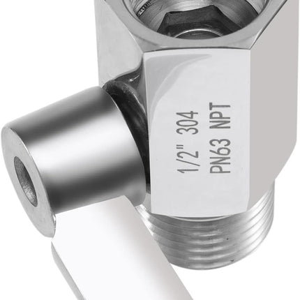 Shower Head Shut Off Valve, 304 Stainless Steel Mini Ball Valve NPT Thread(1/2" Male x 1/2"Female),Shower Head Flow Control Valve,Water Flow Control Valve （2 Pack）