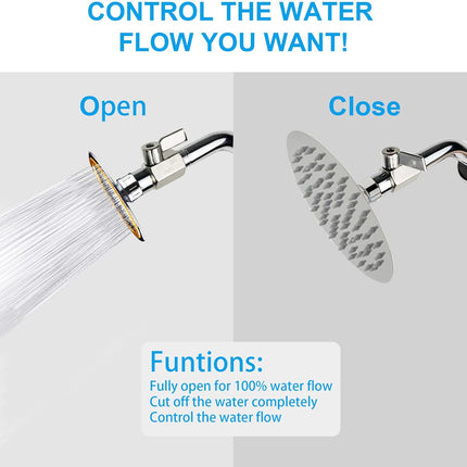 Shower Head Shut Off Valve, 304 Stainless Steel Mini Ball Valve NPT Thread(1/2" Male x 1/2"Female),Shower Head Flow Control Valve,Water Flow Control Valve （2 Pack）