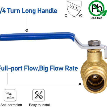 1/2" Press Ball Valve, Lead-Free Press into 1/2"Copper Tubing Connection with EPDM O-ring