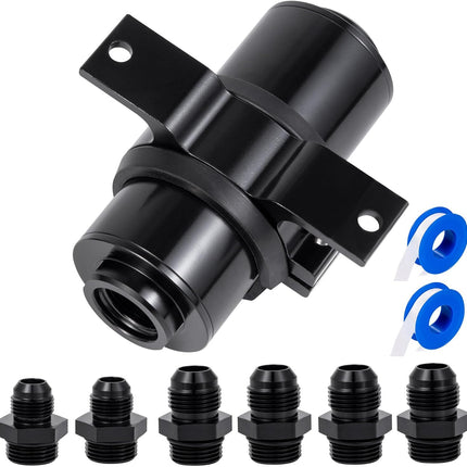 Inline Fuel Filter 10 Micron with 6AN 8AN 10AN Adapter,50MM Universal Bracket Clamp,10 Micron Inline Fuel Filter（Black）