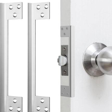2 Pcs Door Latch Guard Plate 7 Inch Outswing Angle Latch Protector Shield L Shaped Security Reinforcement Striker Plates to Block Access to Door Lock Deadbolt