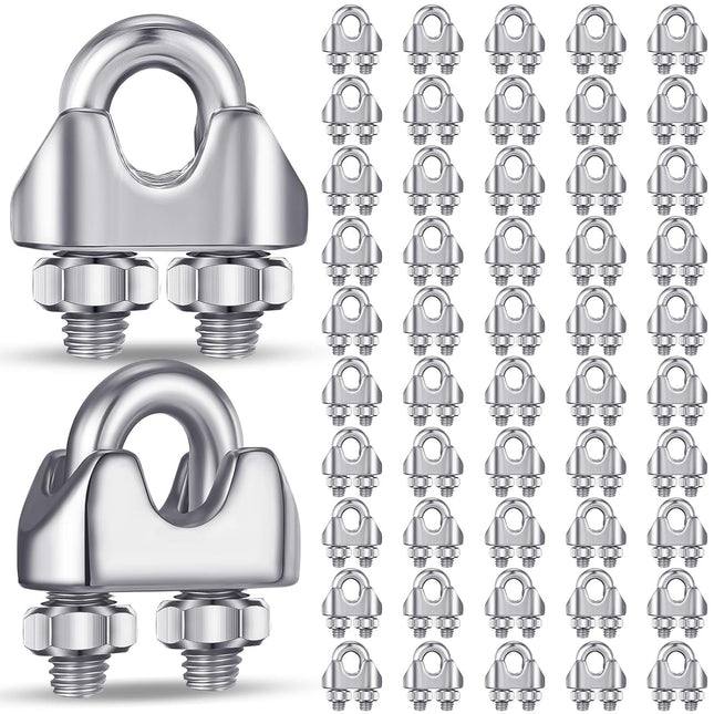 50 Pcs 1/8 Inches M3 Stainless Steel Wire Rope Cable Clip Clamp 304 Stainless Steel V1258-DP02-C-2802