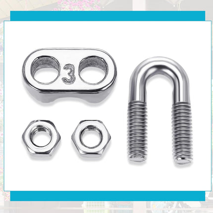 50 Pcs 1/8 Inches M3 Stainless Steel Wire Rope Cable Clip Clamp 304 Stainless Steel Wire Rope Clamp Clip Wire Cable Clamp Wire Rope Clips U Bolt Saddle Fastener