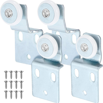 4 Pack Sliding Closet Door Roller Kit Include Screws Wardrobe Door Rollers Hardware for Top Hung Bypass, 1/2 Inch and 3/8 Inch Offset
