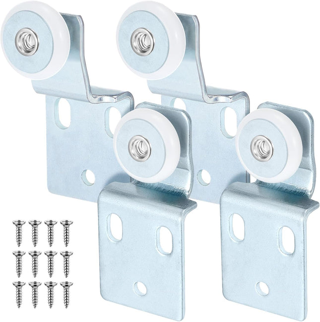 4 Pack Sliding Closet Door Roller Kit Include Screws Wardrobe Door Rollers Hardware for Top Hung Bypass 1/2