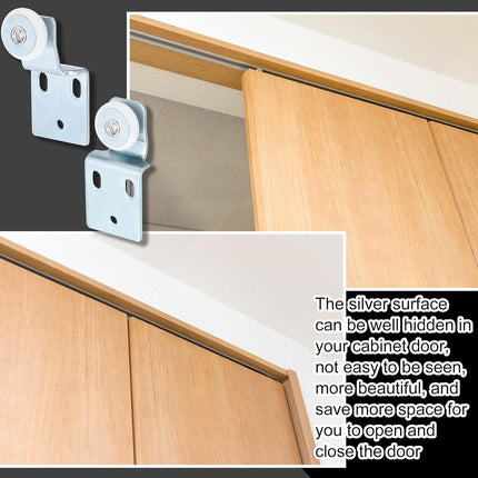 4 Pack Sliding Closet Door Roller Kit Include Screws Wardrobe Door Rollers Hardware for Top Hung Bypass, 1/2 Inch and 3/8 Inch Offset
