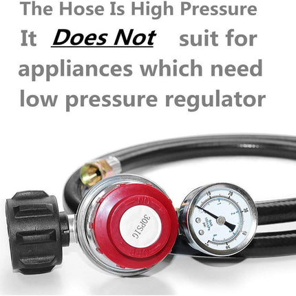 4 FT 0-30 PSI Adjustable High Pressure Propane Regulator and Hose with Gauge, Fits for Grill Burner Turkey Fryer Cooker Firepit Forge and More
