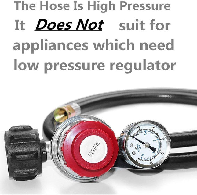 4 FT 0-30 PSI Adjustable High Pressure Propane Regulator and Hose with Gauge Fits for Grill Burner Turkey – product detail