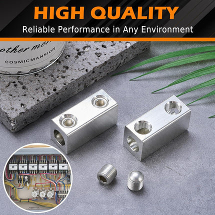 4 Pack 4/0-6 AWG Dual Rated Splicer, Aluminum Splice/Reducer, Mechanical Connector, Ground Wire Connector, Silver