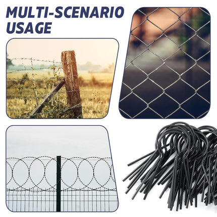 80 Pack 1 5/8" Od Ez Preformed Twist 8 Gauge Galvanized Steel Twist Fence Ties Black Vinyl Coated Chain Link Fence Ties for T-Posts/u-Posts
