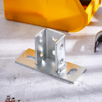 8 Pcs 2 Slotted Hole U Post Base Strut Mount for 1-5/8 Square Single Channel Carbon Steel Q235B, Ground Floors Universal Fence Post Base Sign for Rack Mount Track System