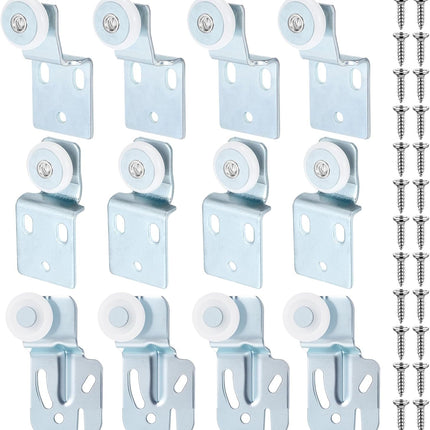 12 Pcs Sliding Closet Door Roller Kit Wardrobe Door Rollers Replacement for Top Hung Bypass, 3/4" Wheel with 1/2" and 3/8" Offset, 7/8" Wheel with 1/2" Offset