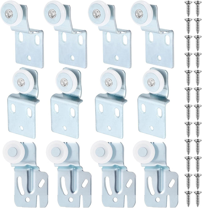 12 Pcs Sliding Closet Door Roller Kit Wardrobe Door Rollers Replacement for Top Hung Bypass