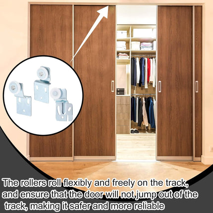 12 Pcs Sliding Closet Door Roller Kit Wardrobe Door Rollers Replacement for Top Hung Bypass, 3/4" Wheel with 1/2" and 3/8" Offset, 7/8" Wheel with 1/2" Offset
