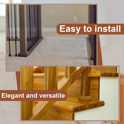 1 Set 3-1/2" Newel Post Mounting Kit 4 Pcs L Bracket Post Fasteners with 4 Pcs Maple Wood Skirt Trim and Screws for Square Newels Fastening Handrails Railings Balustrades to Stairs and Floors