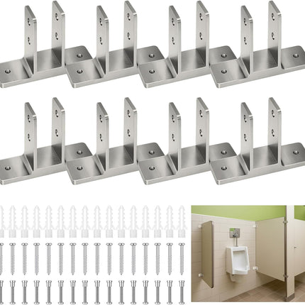 8 Pack Urinal Screen Brackets Polished Chrome 2-Ear Urinal Partition for 1 in. Panels with Fasteners Restroom Partition Hardware for New installations or Repairs