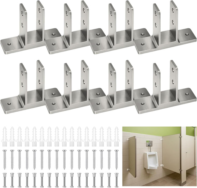 8 Pack Urinal Screen Brackets Polished Chrome 2-Ear Urinal Partition for 1 in.Panels with