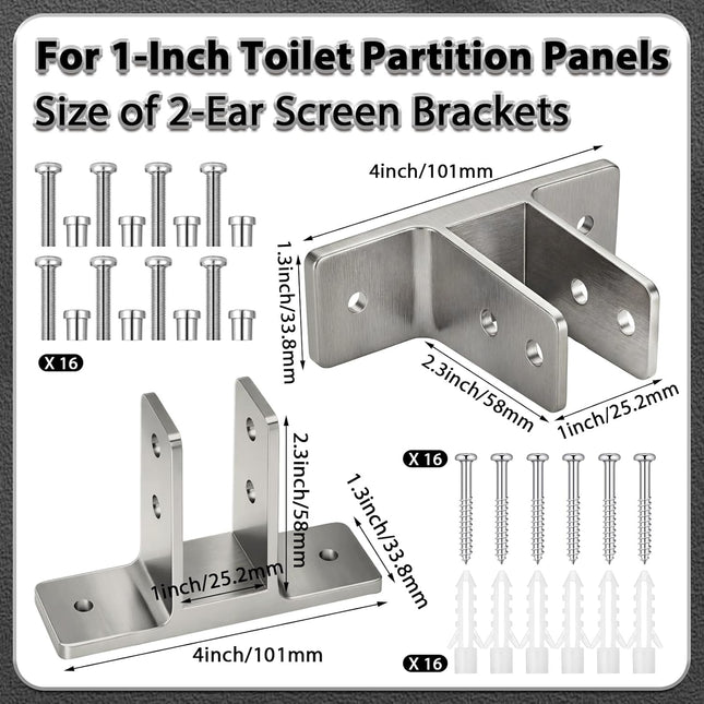 8 Pack Urinal Screen Brackets Polished Chrome 2-Ear Urinal Partition for 1 in.Panels with – product detail