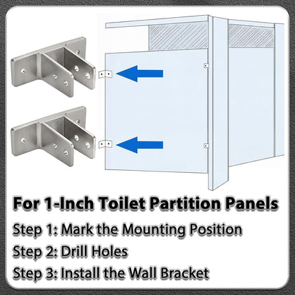 8 Pack Urinal Screen Brackets Polished Chrome 2-Ear Urinal Partition for 1 in. Panels with Fasteners Restroom Partition Hardware for New installations or Repairs
