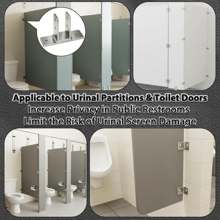 8 Pack Urinal Screen Brackets Polished Chrome 2-Ear Urinal Partition for 1 in. Panels with Fasteners Restroom Partition Hardware for New installations or Repairs
