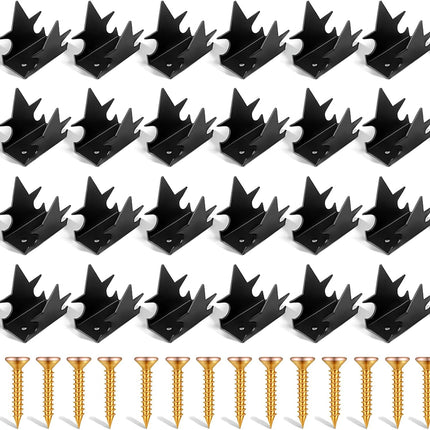 24 Pcs Anti Climb Fence Spikes Intruder Deterrent Fence Wall Security Spikes for Outdoor Thief Bird Squirrel Raccoon Snake Cat Deterrent Garden Roofs Home Security (Black)