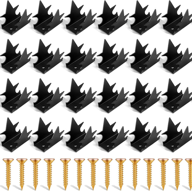 24 Pcs Anti Climb Fence Spikes Intruder Deterrent Fence Wall Security Spikes for Outdoor Thief Bird in Black